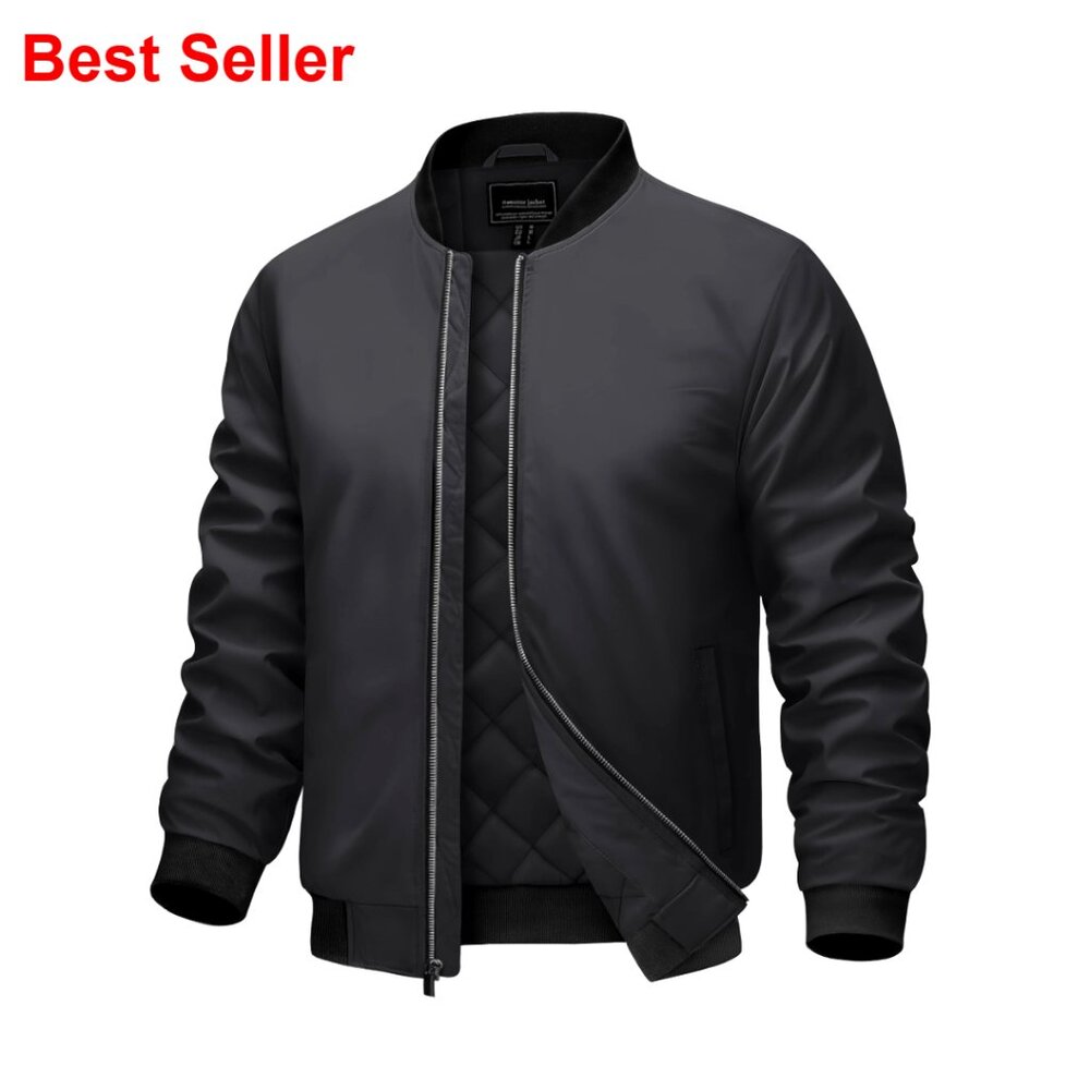 Polyester Bomber Jacket Windproof Padded Casual F… - image 1